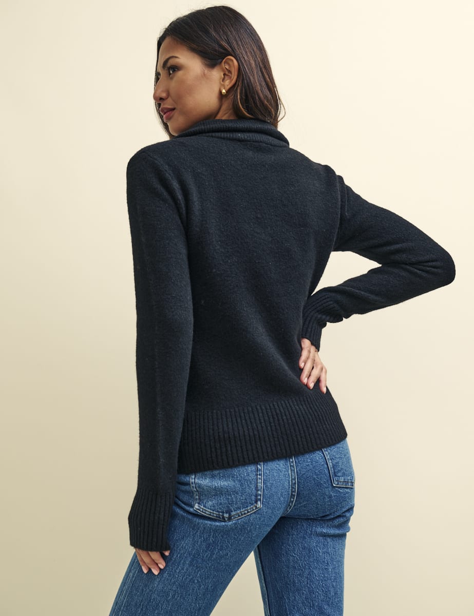 Black Fluffy Zip Through Cardigan