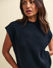 Black Oversized Knitted Vest