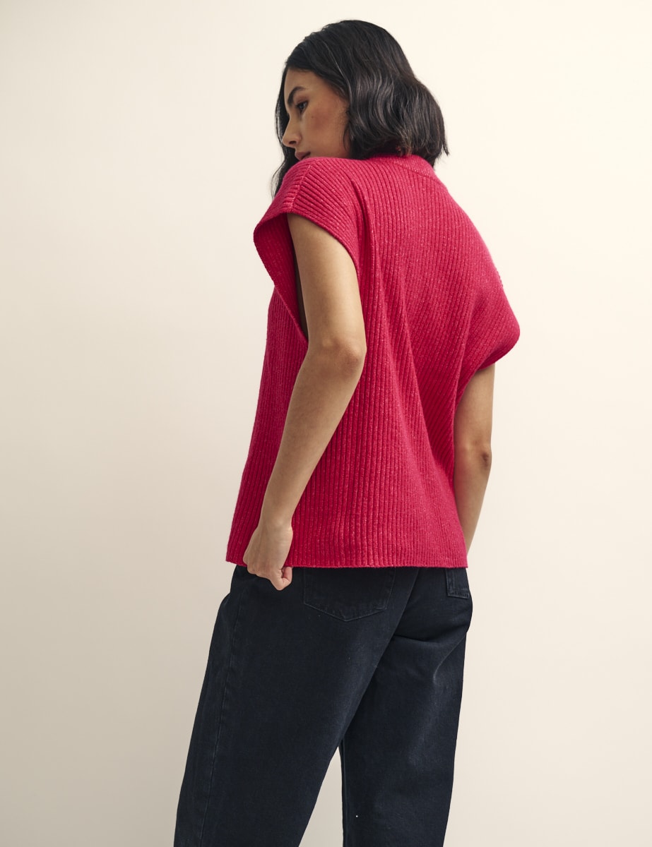 Pink Oversized Knitted Vest
