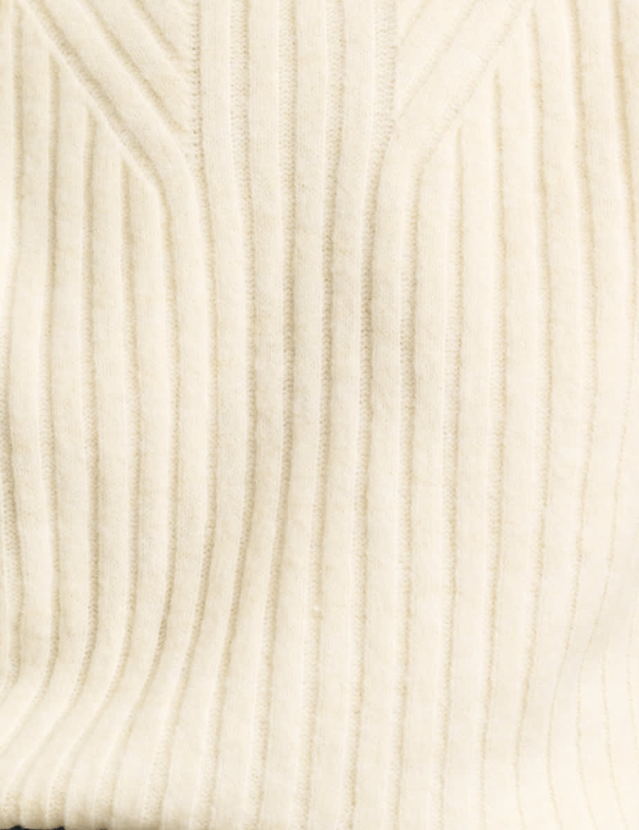 Cream Funnel Neck Rib Oversized Knitted Tabard