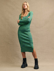 Fearne Cotton Green Square Neck Knitted Midi Dress