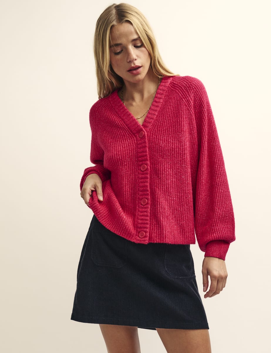 Fearne Cotton Pink Rib Knit V-Neck Cardigan