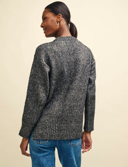 Grey Oversized Chunky Crew Neck Jumper