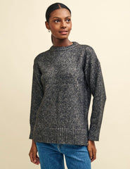 Grey Oversized Chunky Crew Neck Jumper