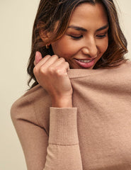 Camel Crew Neck Fine Knit Jumper