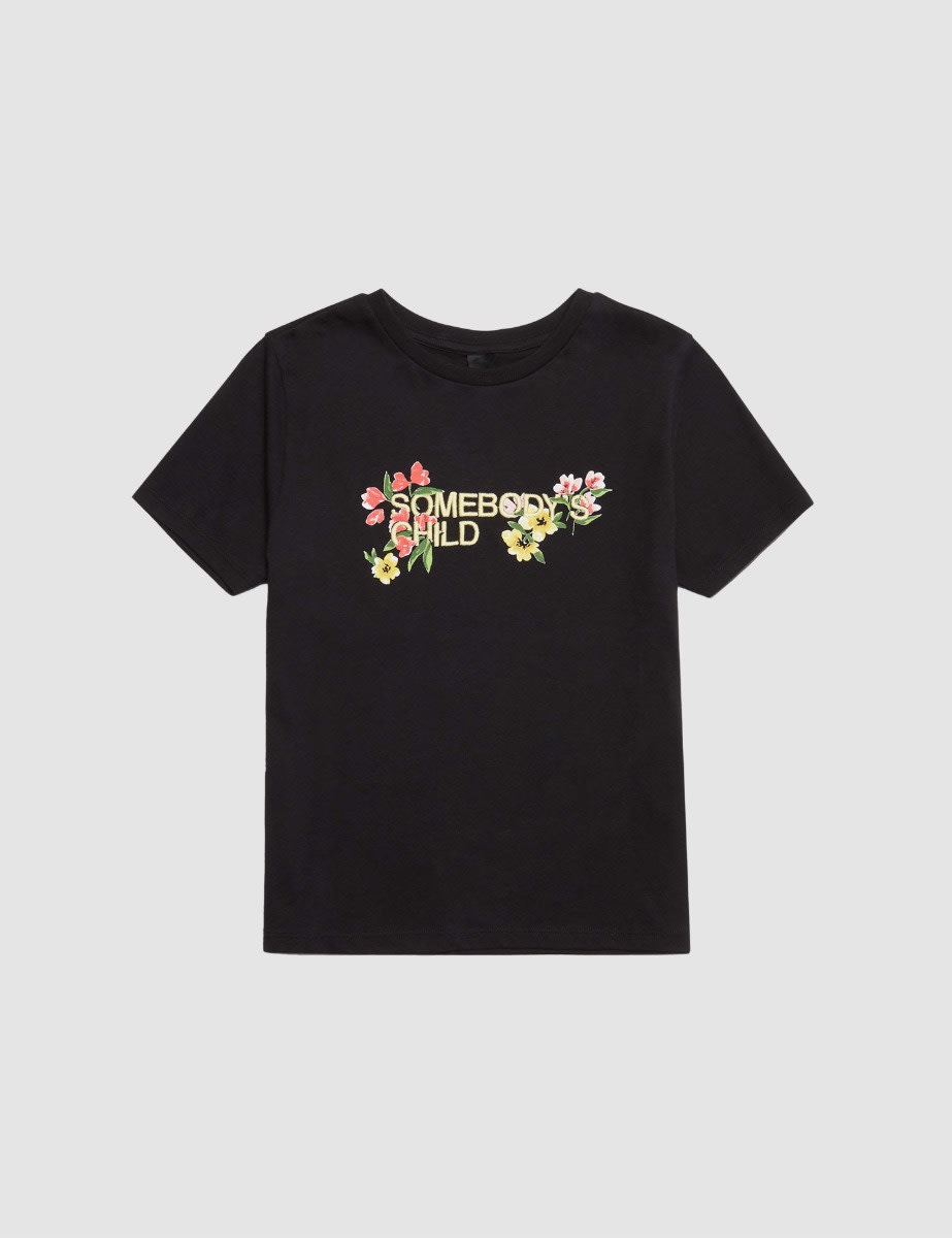 Black Somebody's Child Floral T-Shirt