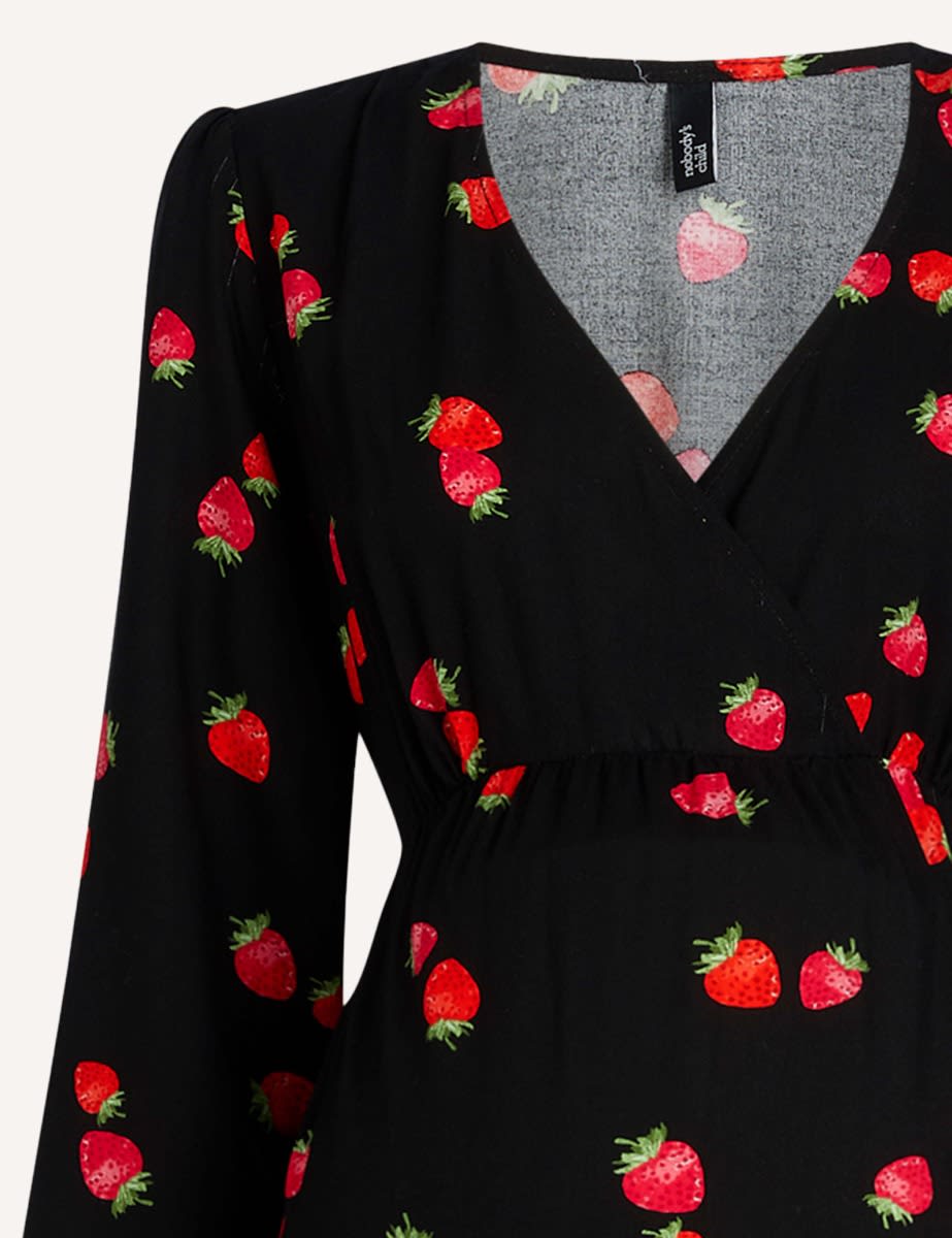 Maternity Black Strawberry Florence Midi Dress