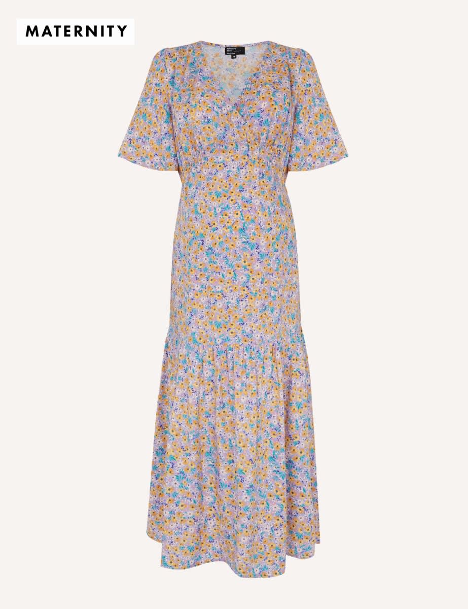 Multi Ditsy Floral Maternity Clementine Smock Wrap Dress