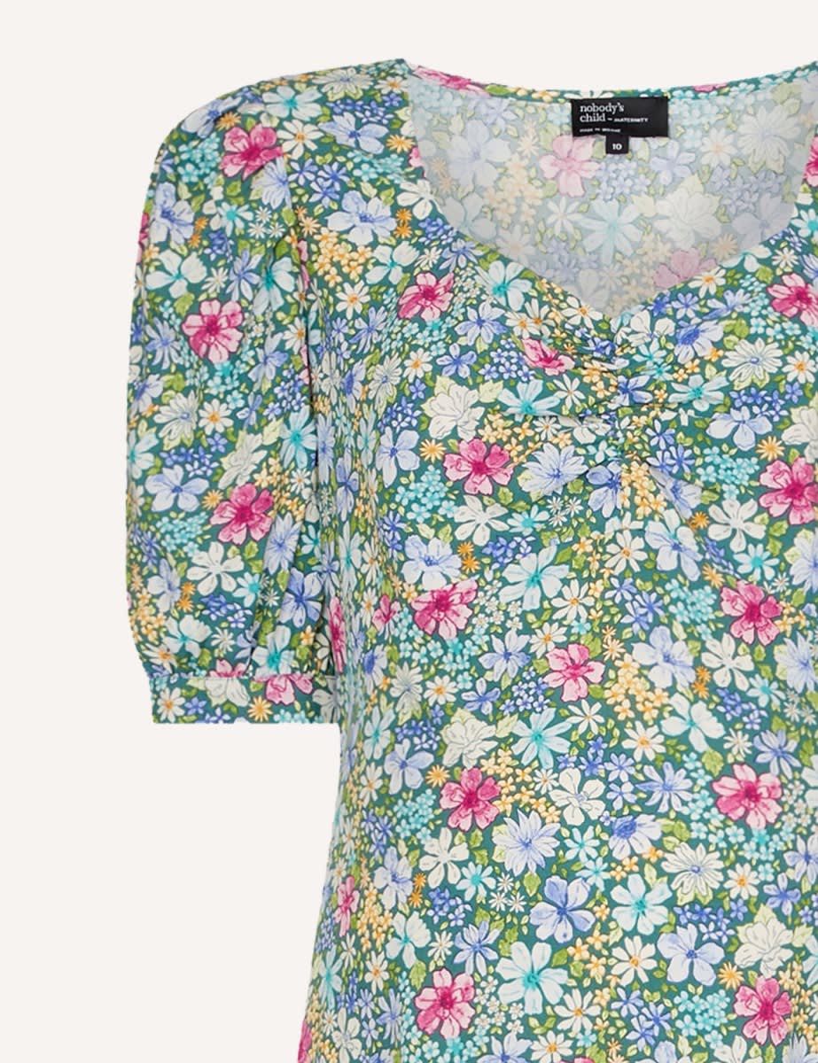 Green Ditsy Floral Maternity Rosie Midi Dress