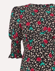 Green Nadia Cherry Maternity Luna Midi Dress