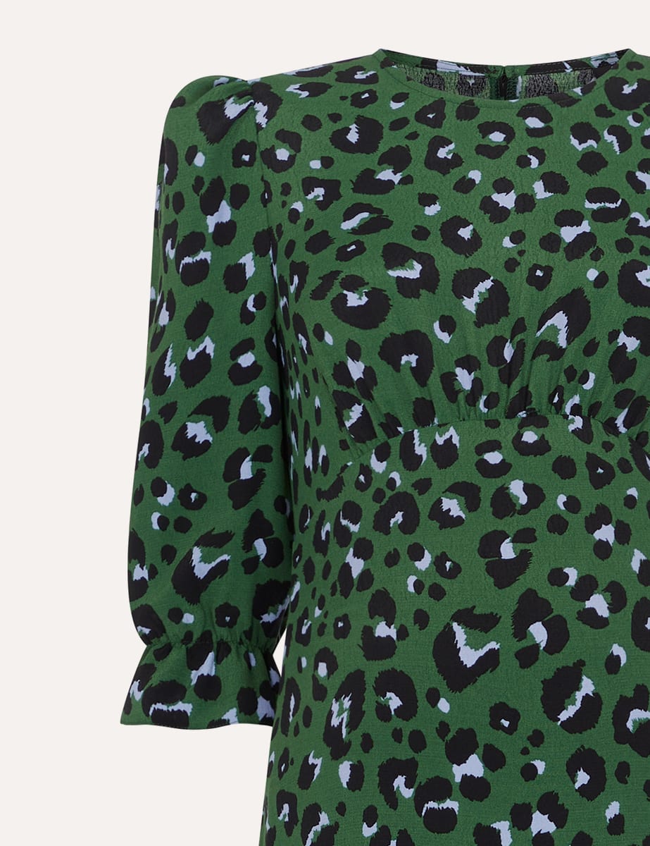 Violet Animal Green Maternity Selena Midi Dress