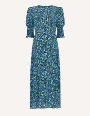 Aurelia Floral Blue Maternity Luna Midi Dress