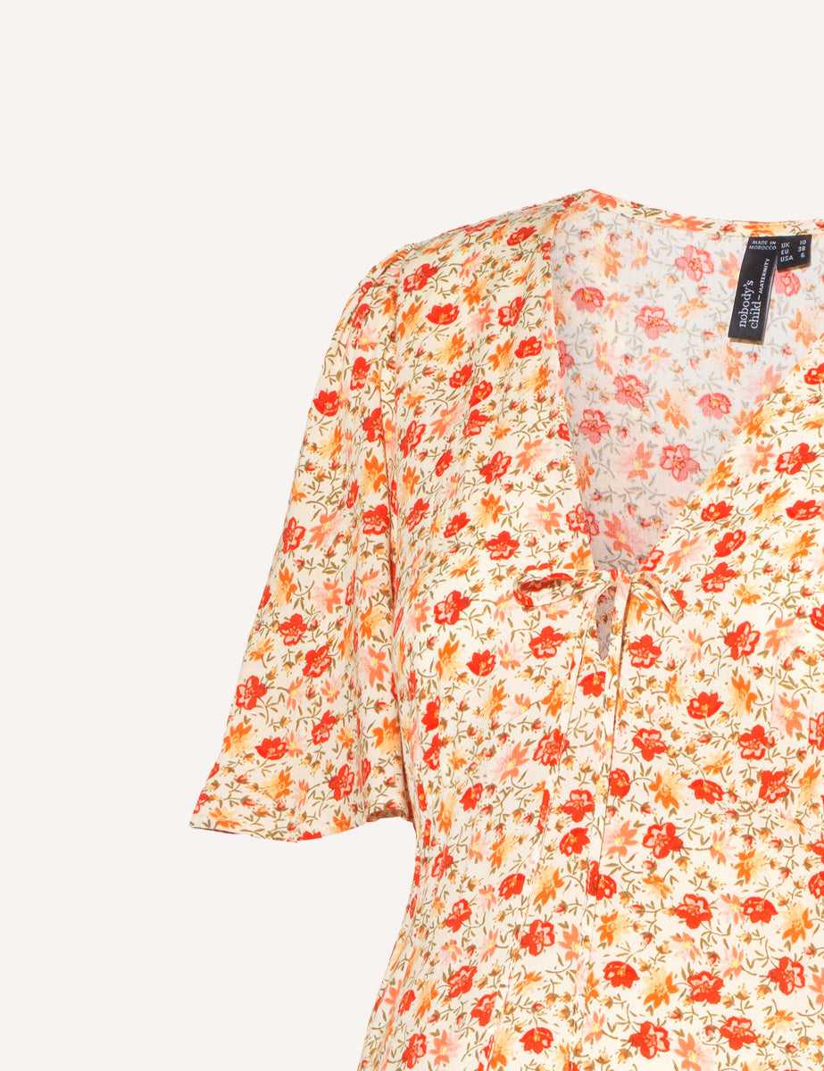 Maternity Cream Wildflower Printed Dalia Midi Dress