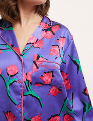 Sahara Floral Purple Long Sleeve Revere Trouser PJ Set