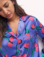 Sahara Floral Purple Long Sleeve Revere Short PJ Set