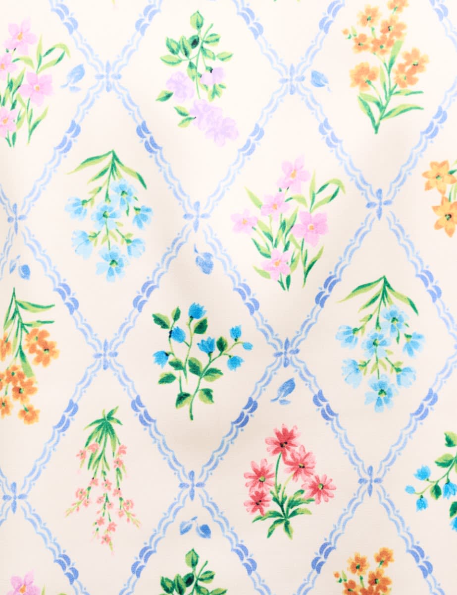 Cream Floral Satin Pyjama Set