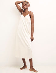 Cream Gathered Bust Midi Cami Nightdress