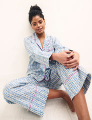 Blue Floral Long Sleeve Revere Pyjamas