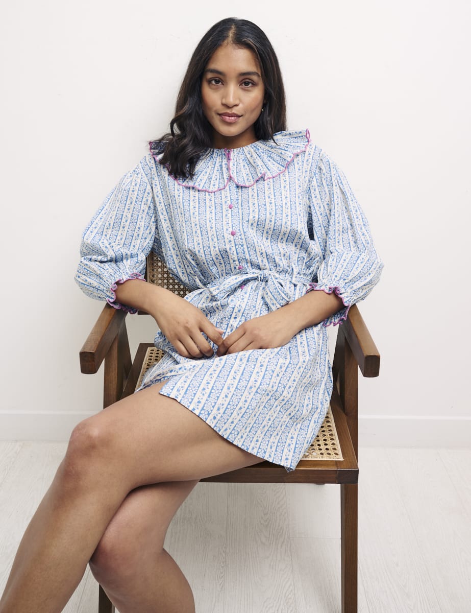 Floral Tie Waist Mini Nightshirt