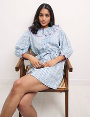 Floral Tie Waist Mini Nightshirt