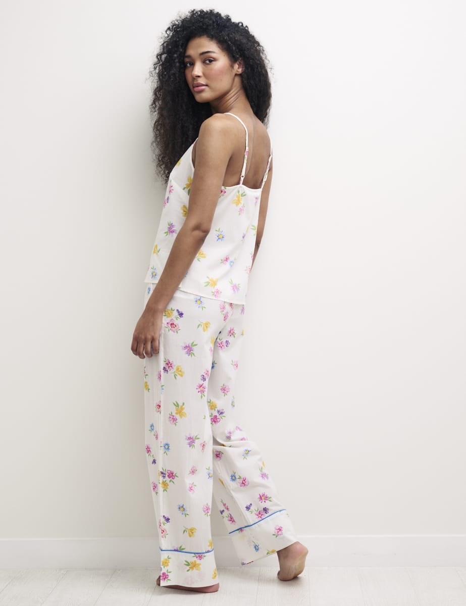 White Floral Cami Top & Trouser Pyjama Set