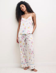 White Floral Cami Top & Trouser Pyjama Set