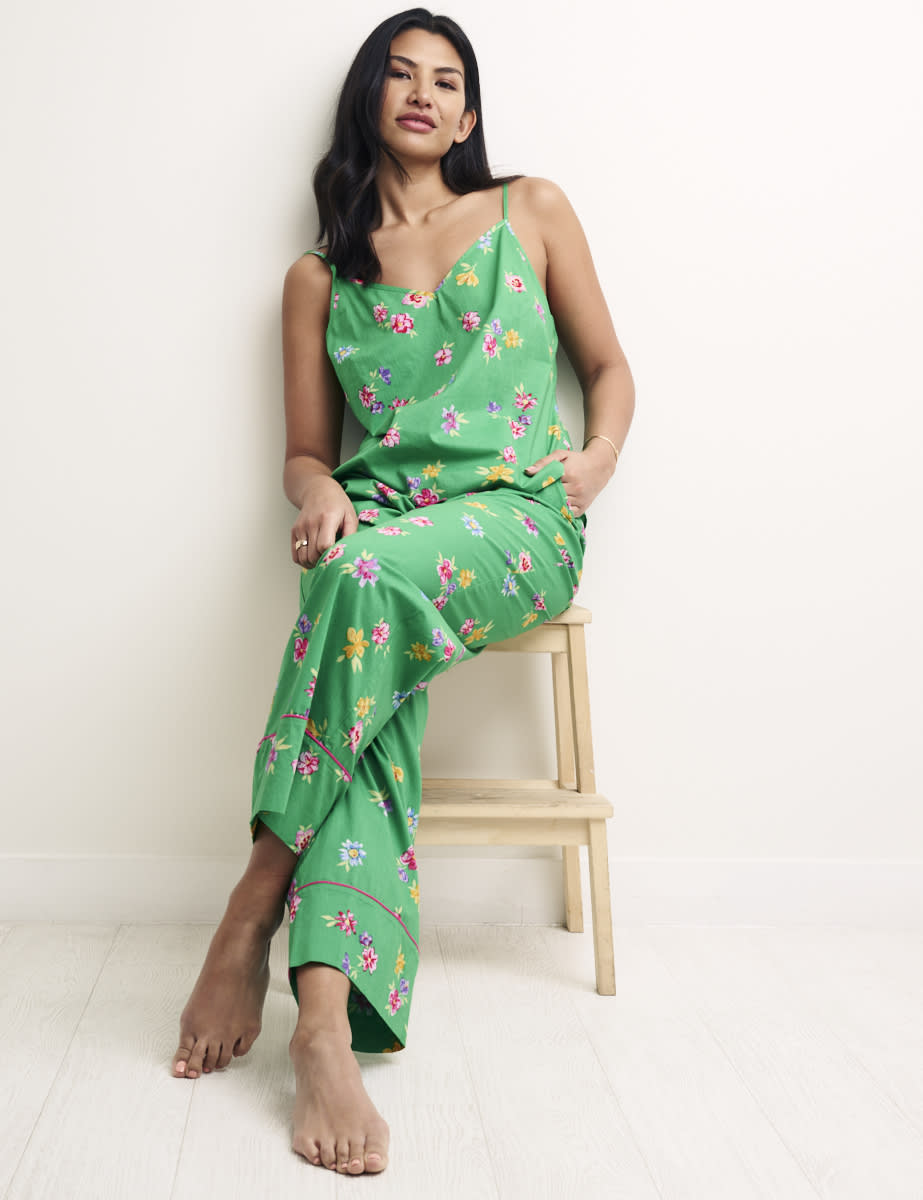 Green Floral Cami Top & Trouser Pyjama Set