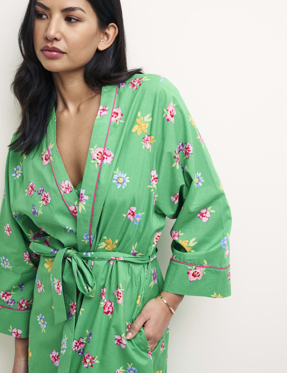 Green Floral Dressing Gown Robe