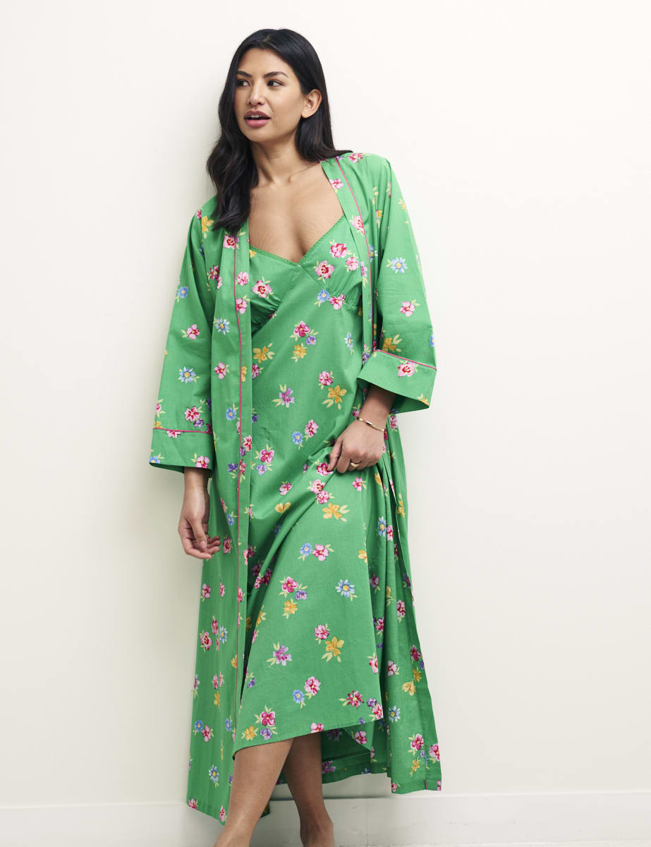Green Floral Dressing Gown Robe