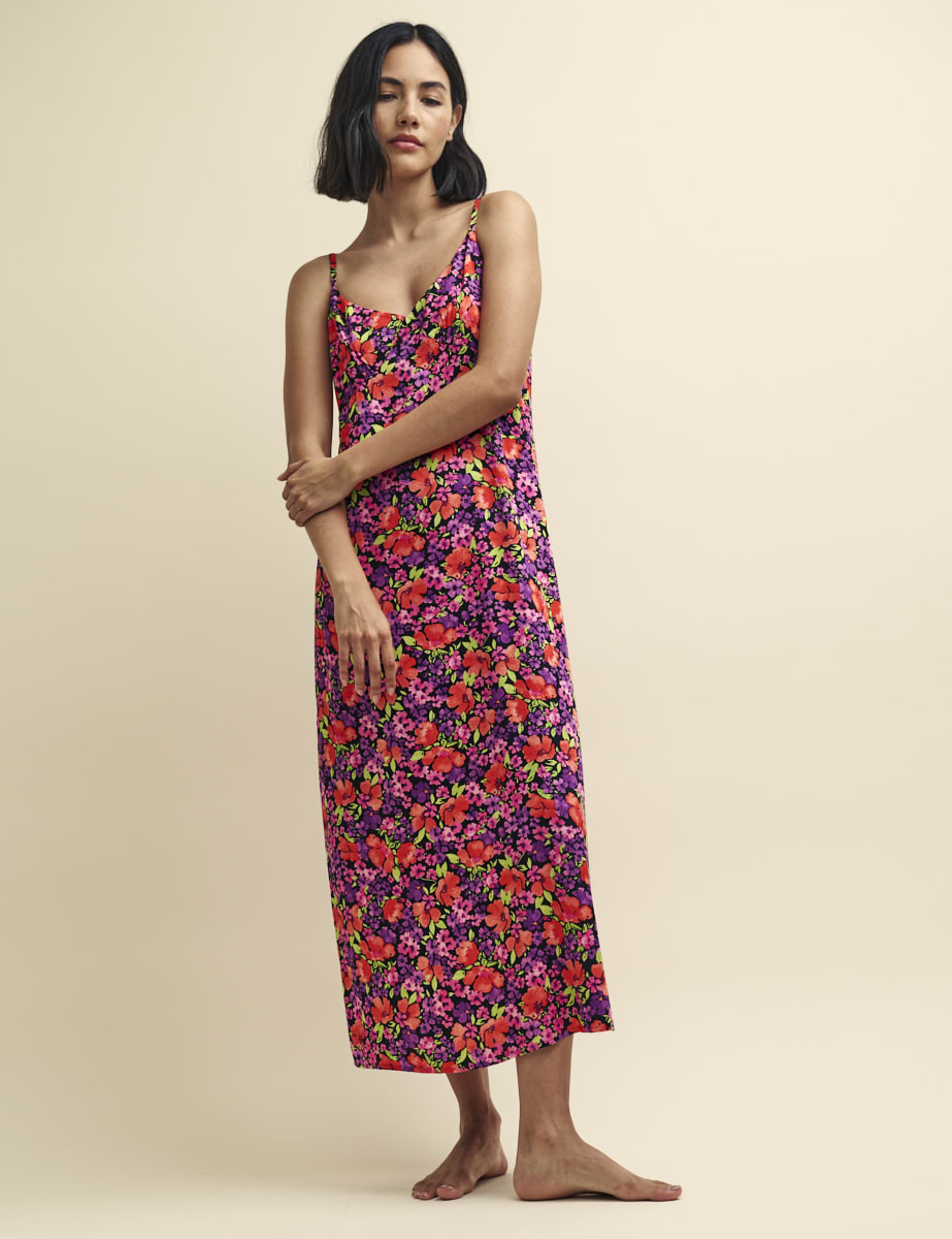 Bright Floral Slip Midi Nightdress