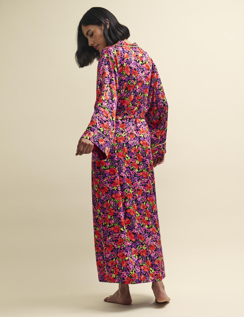 Bright Floral Pyjama Dressing Gown Robe