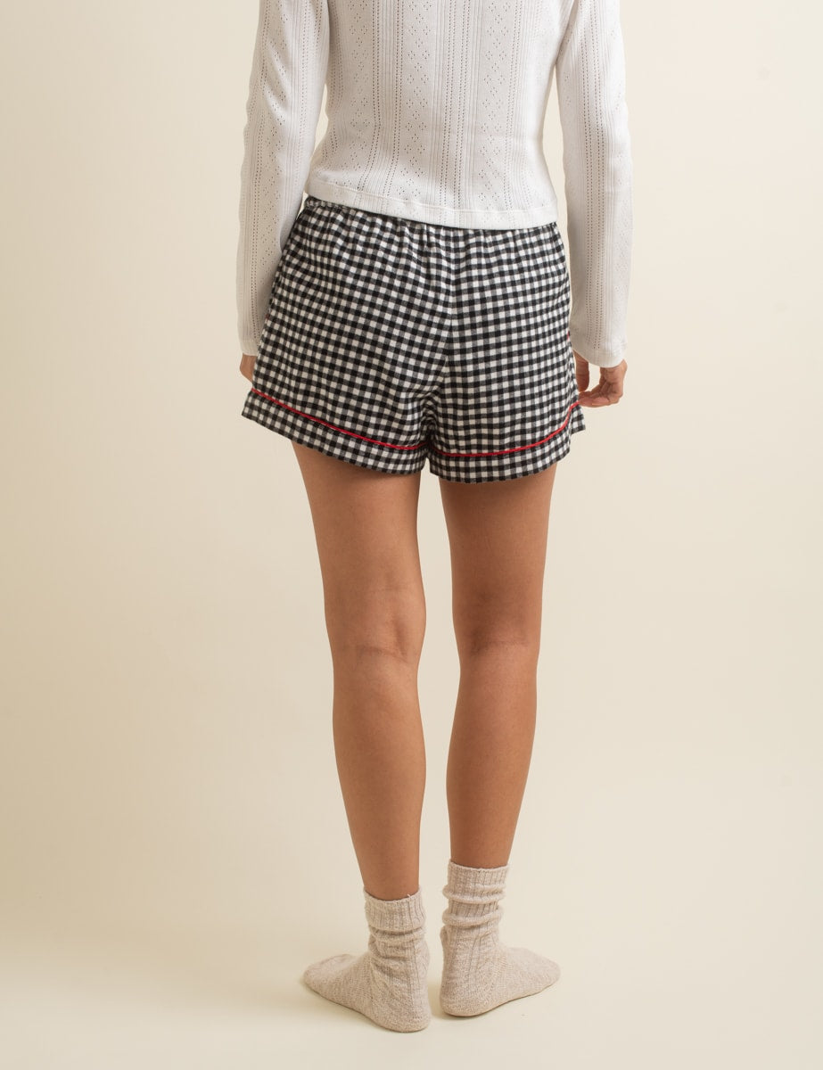Black Check Pyjama Shorts