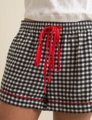 Black Check Pyjama Shorts