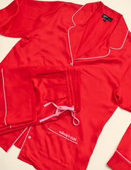 Red Collared Pyjama Trouser Set