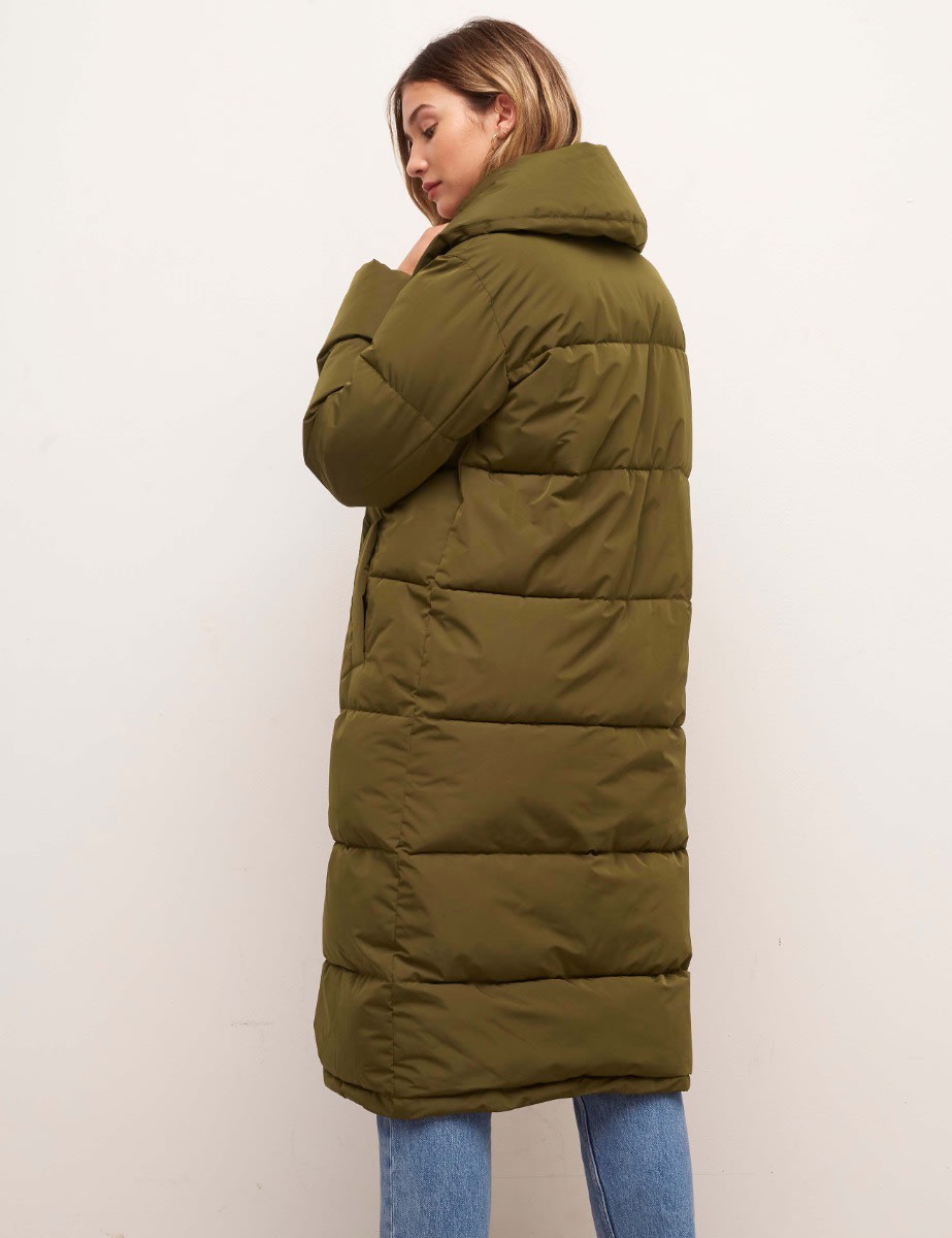 Olive Green Charlene Long Puffer Coat