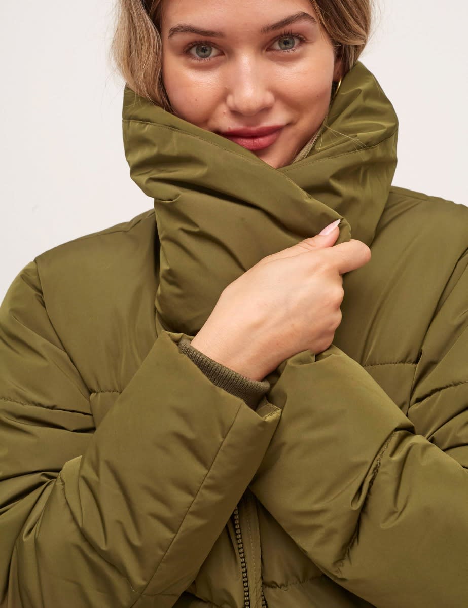 Olive Green Charlene Long Puffer Coat