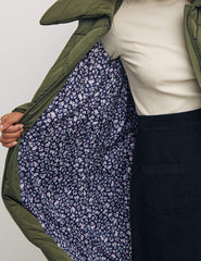 Green Miranda Long Diamond Quilted Puffer Jacket