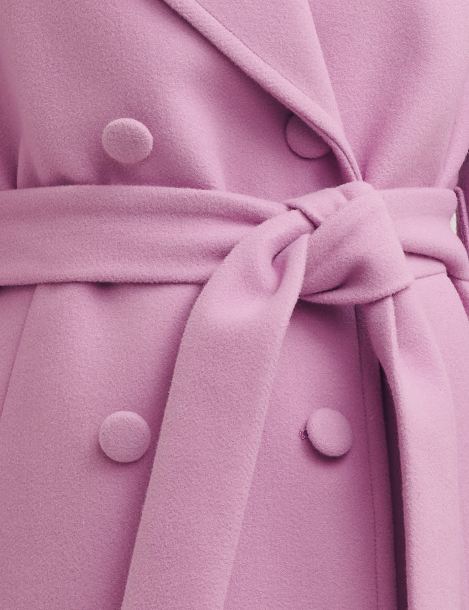 Lilac Holly Long Belted Wrap Coat