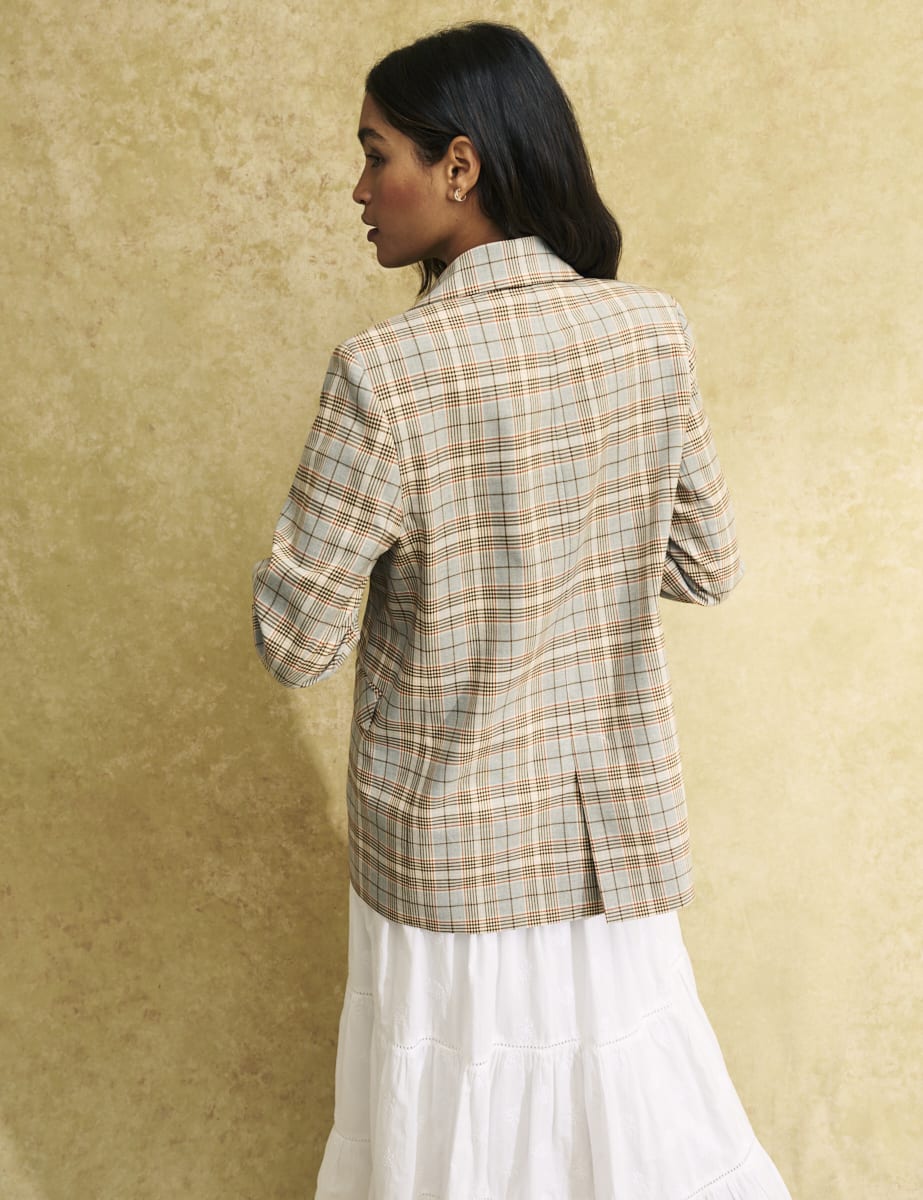 Check Double Breasted Blazer