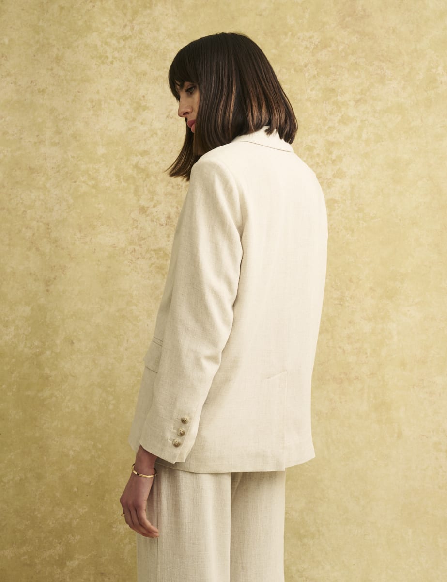 Fearne Cotton Cream Linen-blend Geri Blazer