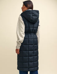 Black Long Line Puffer Gilet