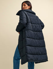 Black Long Line Puffer Coat