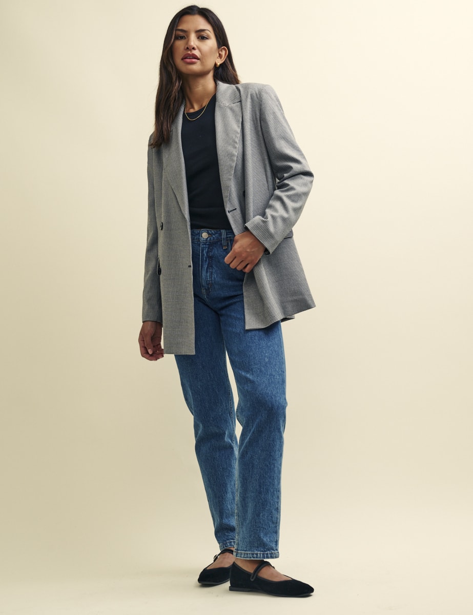 Black Puppytooth Check Double Breasted Blazer