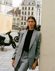 Black Puppytooth Check Double Breasted Blazer