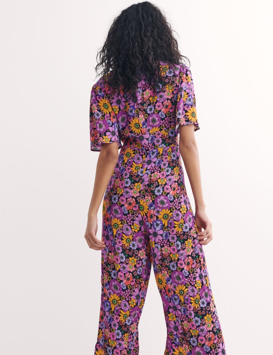 Purple Big Floral Daisy Jumpsuit