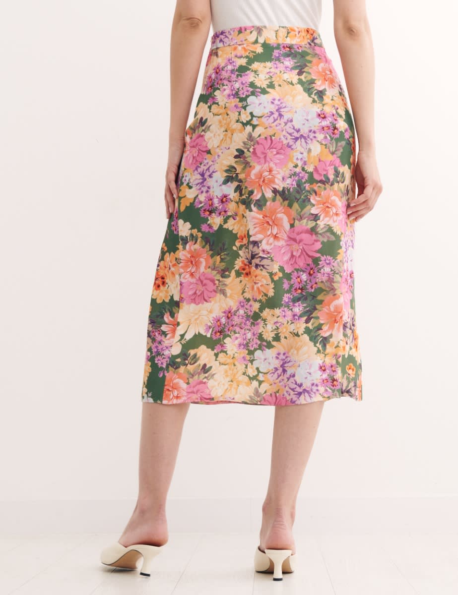 Petite Multi Floral Sara Midi Skirt