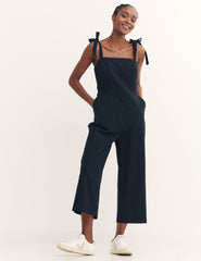 Black Meg Linen Blend Jumpsuit