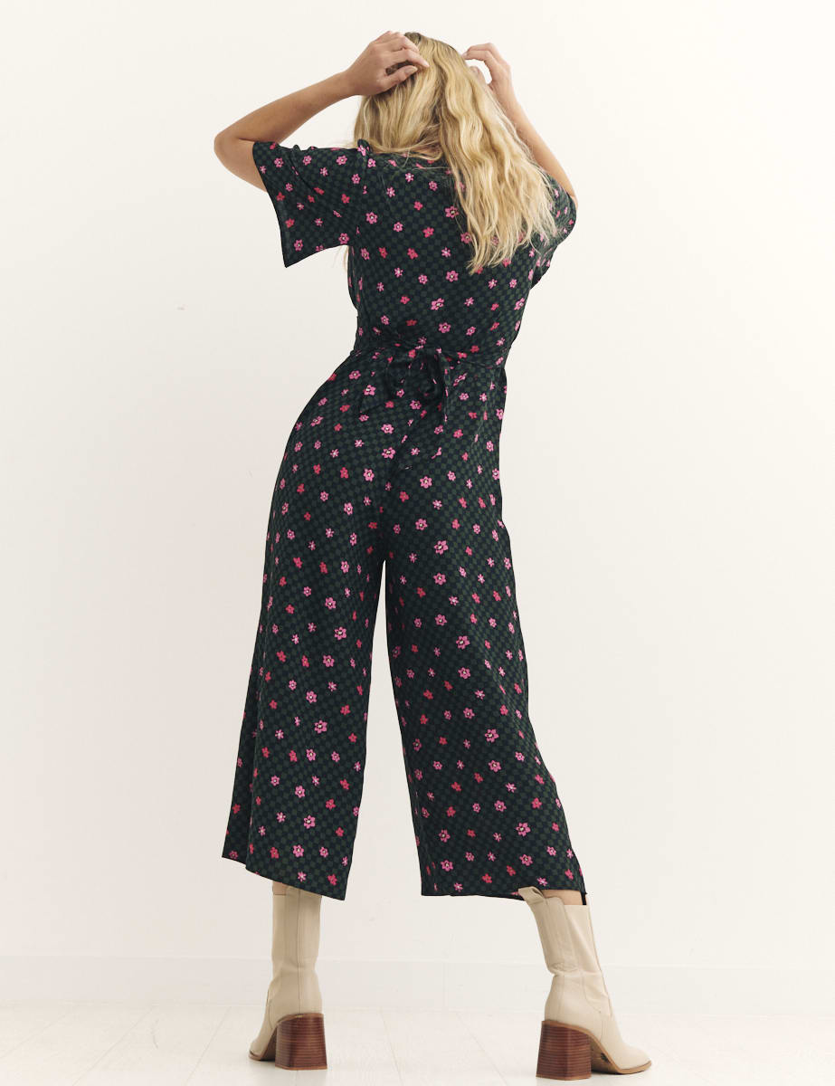 Black Chessie Checkerboard Winnie Jumpsuit