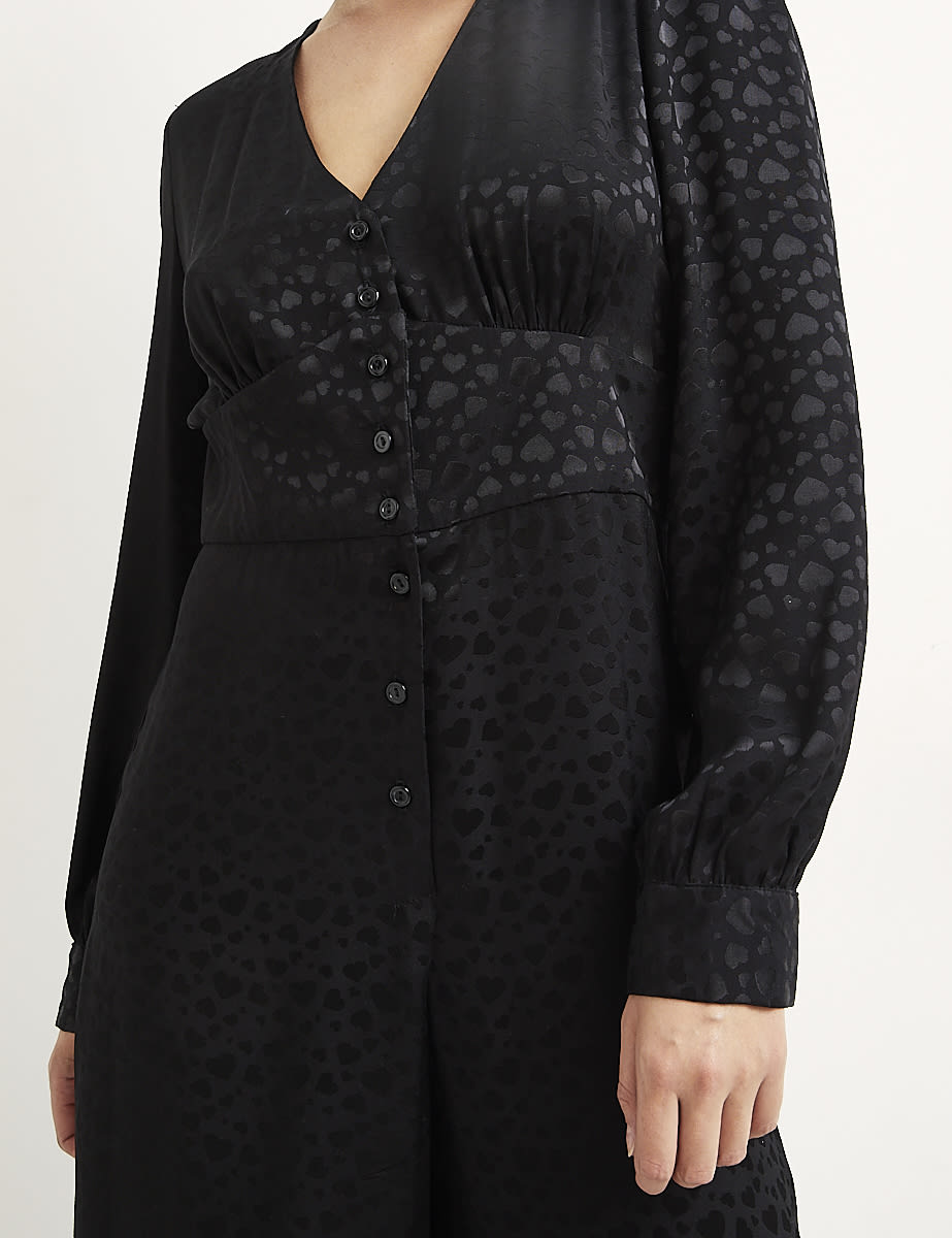 Heart Jaquard Black Siri Jumpsuit