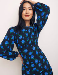 Blush Floral Blue Petite L/S Serena Mini Dress